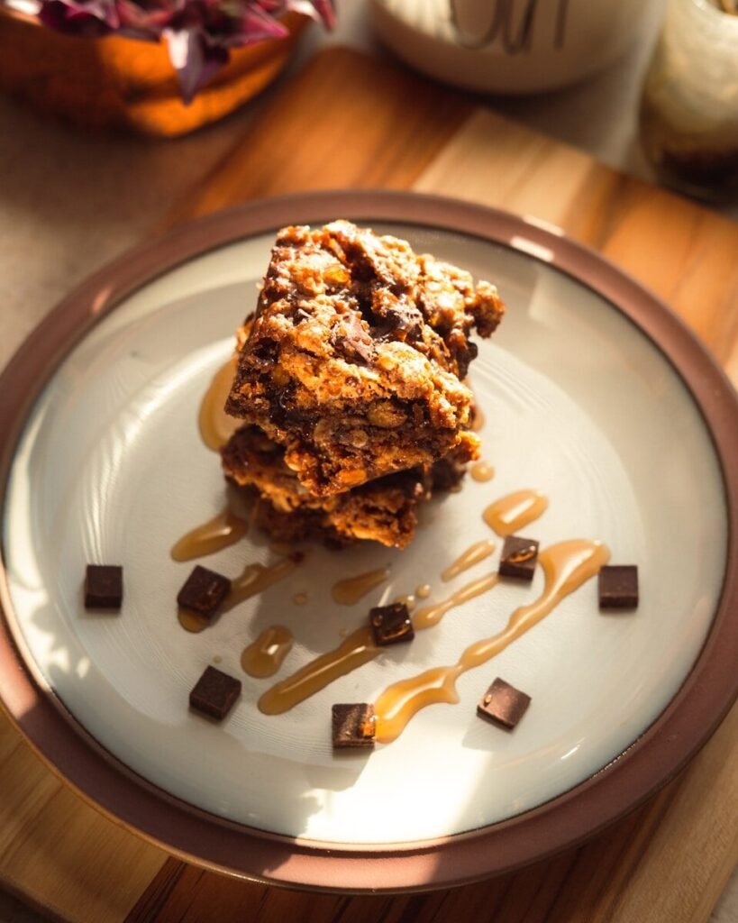 a plate of food on a wooden table